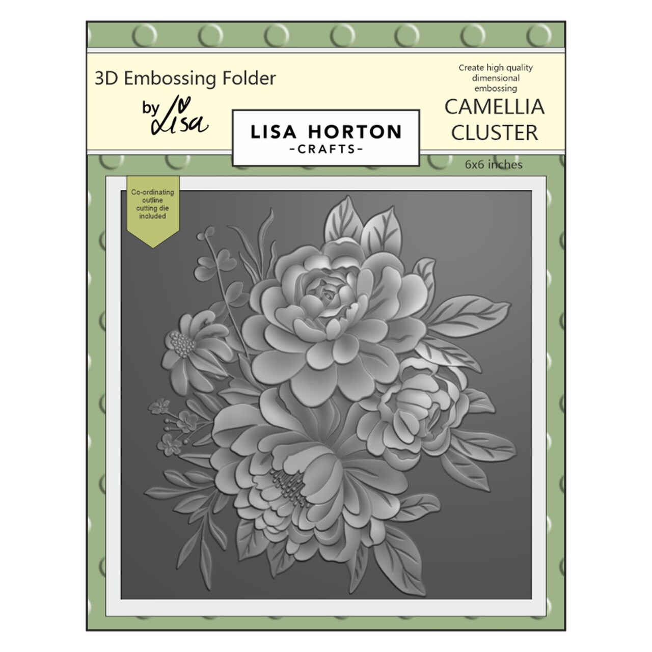 Lisa Horton Crafts Embossing Folder 6"X6" And Die-Camellia Cluster
